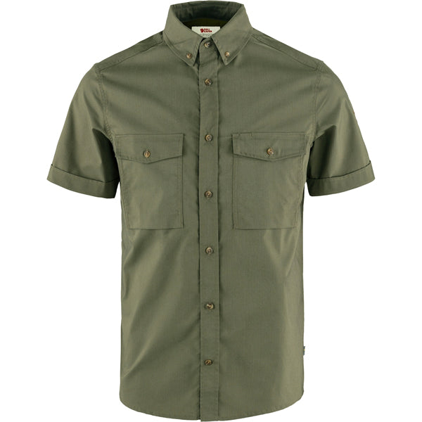 Fjällräven Men&#39;s Button Ups - Övik Air Stretch Short Sleeve Shirt - Laurel Green