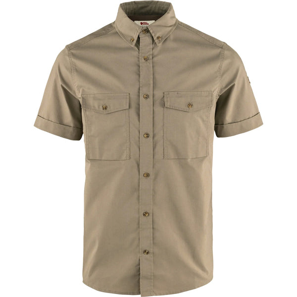 Fjällräven Men&#39;s Button Ups - Övik Air Stretch Short Sleeve Shirt - Suede Brown