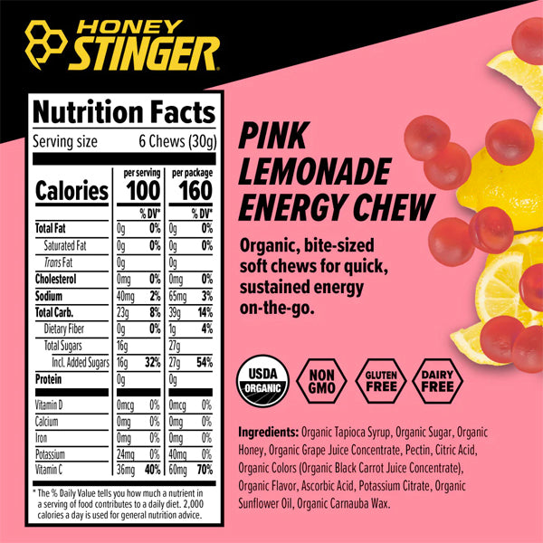 Honey Stinger Energy Chews - Pink Lemonade - 50g