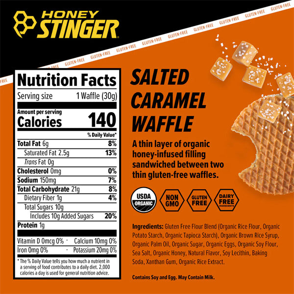 Honey Stinger Gluten Free Energy Waffles - Salted Caramel - 30g