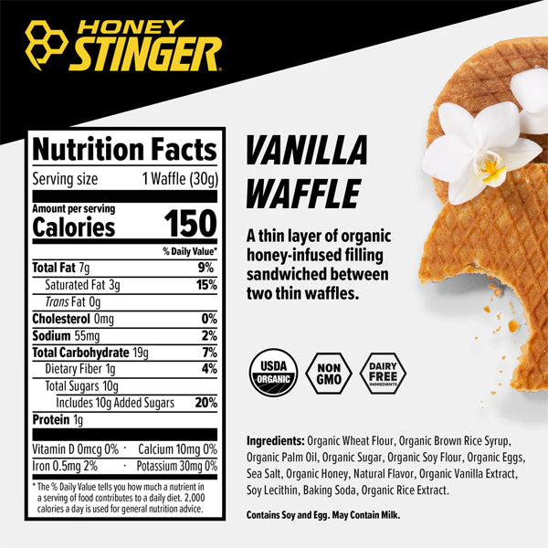 Honey Stinger Organic Energy Waffles - Vanilla - 30g
