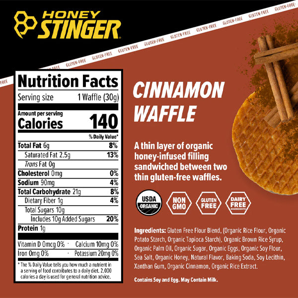 Honey Stinger Gluten Free Energy Waffles - Cinnamon - 30g