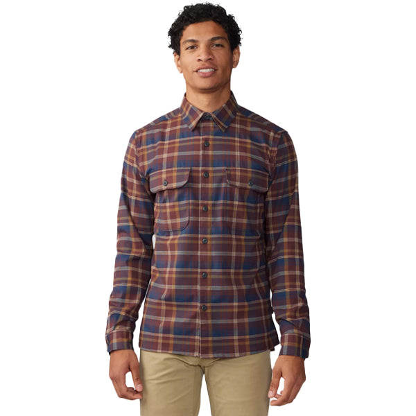 Mountain Hardwear Men&#39;s Button Ups - Voyager One Long Sleeve Shirt - Washed Raisin Bucket List Plaid