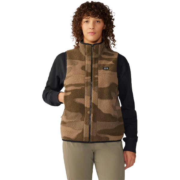 Mountain Hardwear Women&#39;s Vests - HiCamp Fleece Printed Vest - Darklands Calaveras Camo print