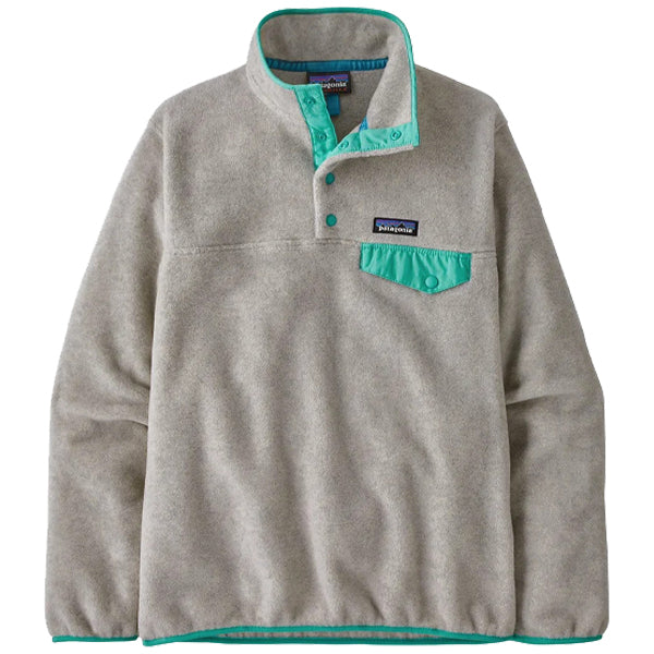 Patagonia Women&#39;s Pullover - Lightweight Synchilla - Oatmeal Heather/Fresh Teal