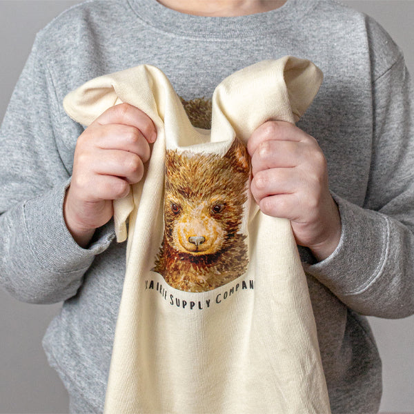Prairie Supply Company X WLDFLWR Studio Toddler T-Shirts - Baby Prairie Bear - Natural Beige