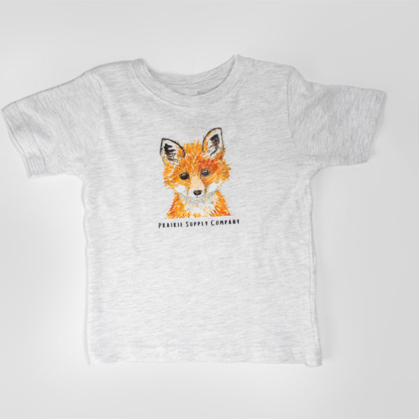 Prairie Supply Company X WLDFLWR Studio Toddler T-Shirts - Baby Prairie Fox - Grey