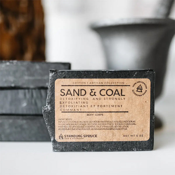 Standing Spruce Soap - Sand &amp; Coal - Detoxifying/Strongly Exfoliating