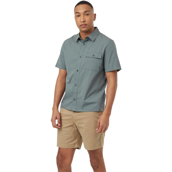 Tentree Men&#39;s Button Ups - EcoStretch Cotton Short Sleeve - Light Urban Green