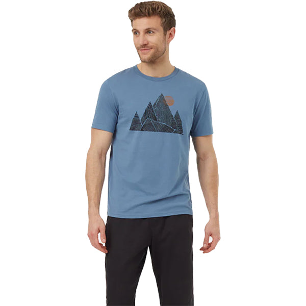 Tentree Men&#39;s T-Shirts - Mountain Peak - Canyon Blue/Meteorite Black