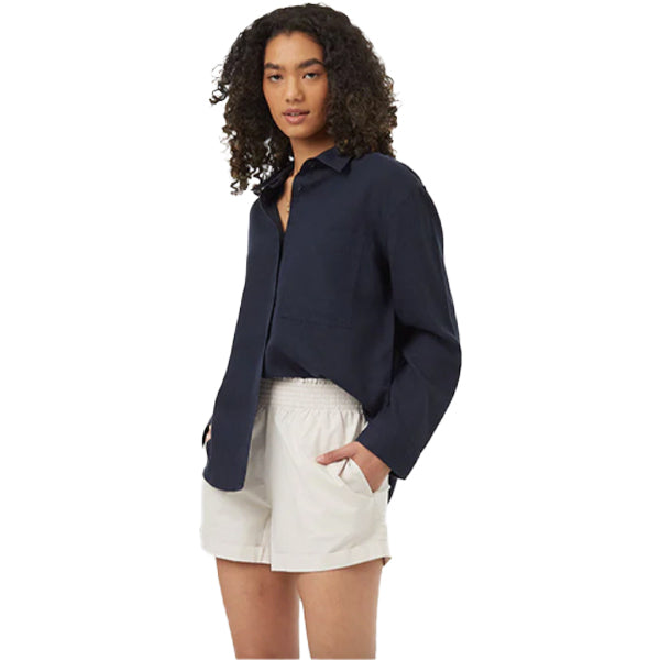 Tentree Women&#39;s Button Ups - Hemp Button Front Shirt - Midnight Blue