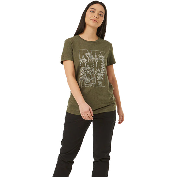 Tentree Women&#39;s T-Shirts - Plant Club T-Shirt - Olive Night/Green Heather