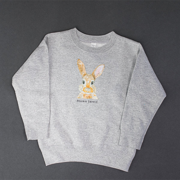 Prairie Supply Company x WLDFLWR Studio Toddler Sweatshirts - Baby Prairie Bunny - Grey