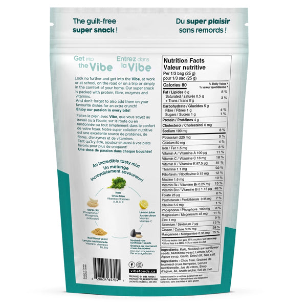 Vibe Crunchy Kale Chips - Garlic and Dill - 75g