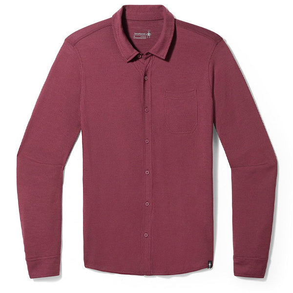 Smartwool Men&#39;s Long Sleeves - Long Sleeve Button Up - Black Cherry