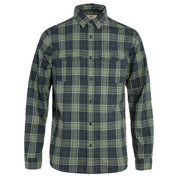 Fjällräven Men&#39;s Button Ups - Övik Travel Shirt LS - Dark Navy/Patina Green