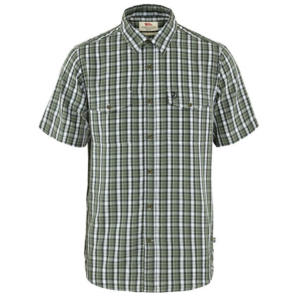 Fjällräven Men&#39;s Button Ups - Abisko Cool Shirt SS - Patina Green/Dark Navy