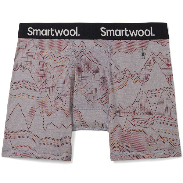 Smartwool Men&#39;s Underwear - Merino Print Boxer Brief - Light Grey Digital Summit Print