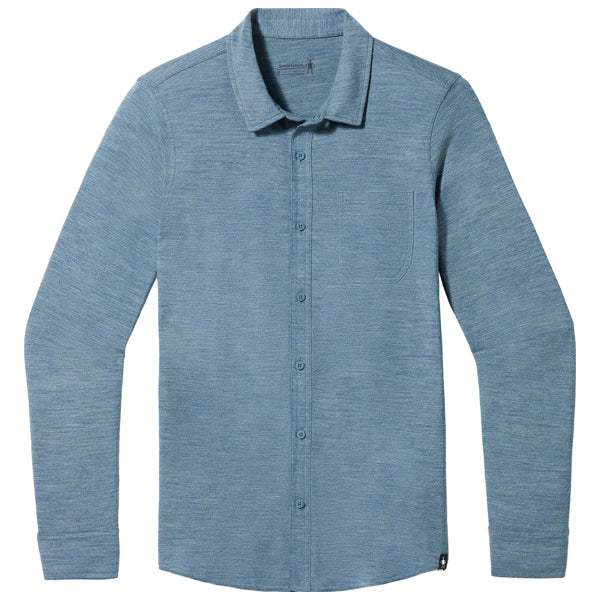 Smartwool Men&#39;s Long Sleeves - Long Sleeve Button Up - Pewter Blue