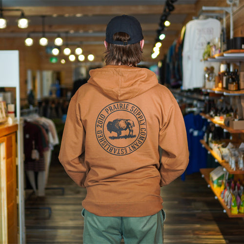 Prairie Supply Company Unisex Hoodies - Reverse Cultivated Circle - Saddle