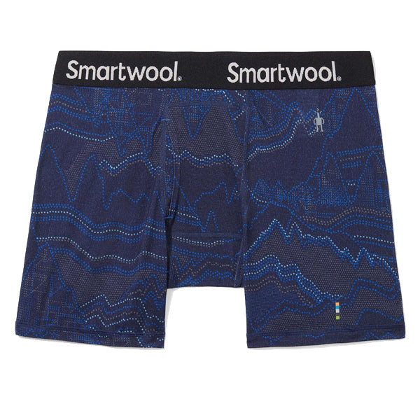 Smartwool Men&#39;s Underwear - Merino Print Boxer Brief - Deep Navy Digital Summit Print