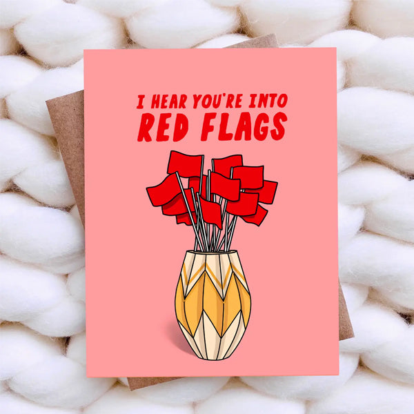 Top Hat and Monocle - Red Flags Funny Valentine / Valentine - Valentines Day Card