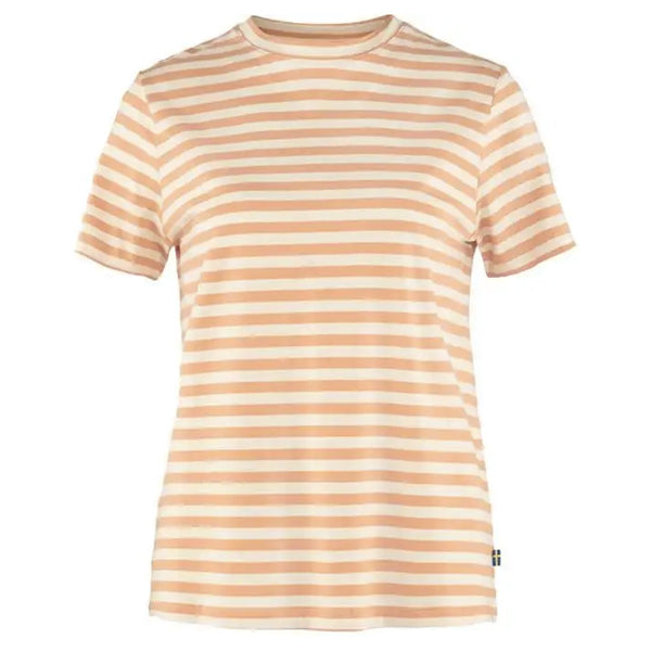 Fjällräven Women&#39;s T-Shirts - Art Striped Tee - Pink/Chalk White
